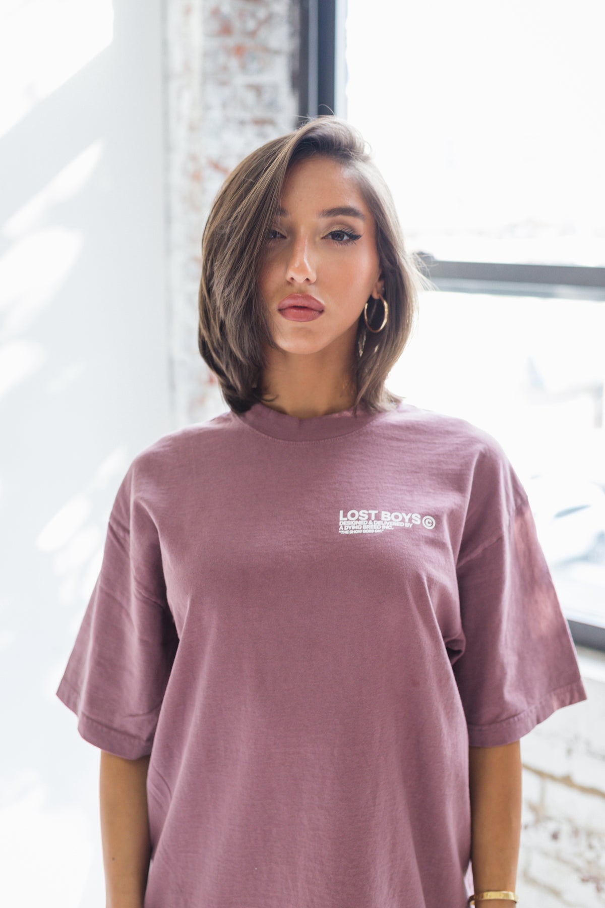 “ESSENTIAL STACK” PREMIUM OVERSIZED TEE IN MAUVE