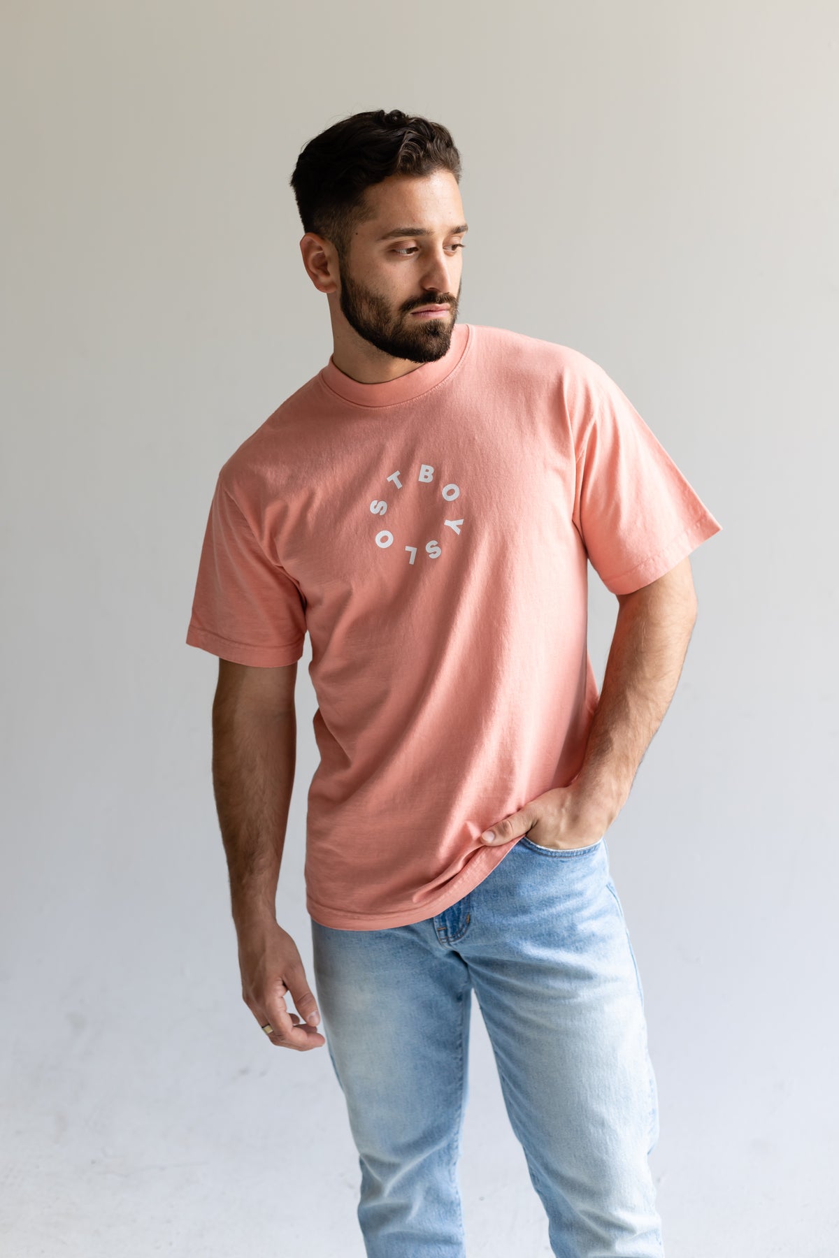 “NONSTOP” PREMIUM OVERSIZED TEE IN CORAL